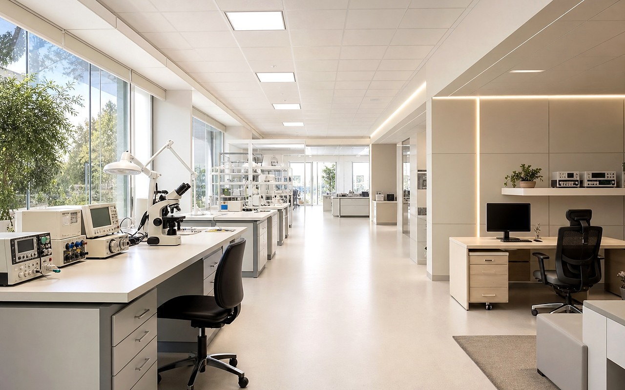 Bright, professional office and lab environment