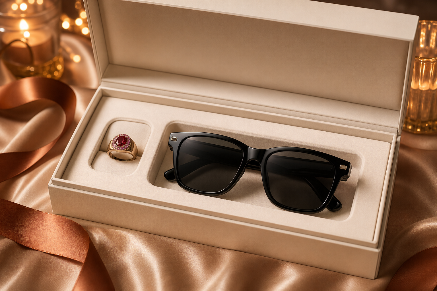 Gift packaging and business gifting — DR H WUJI smart ring and IntelliShade smart glasses